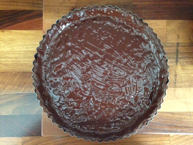 Chocolate pastry brushed with chocolate