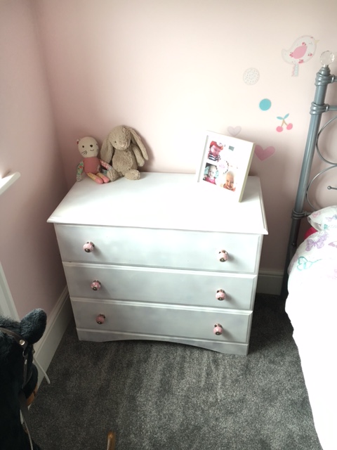 Pink and white drawers in situ
